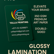 350 GSM Glossy Laminated Business Cards – Premium Art Paper, Double-Sided Printing | Free Design Services | Yalla Printing