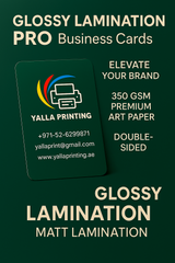 350 GSM Glossy Laminated Business Cards – Premium Art Paper, Double-Sided Printing | Free Design Services | Yalla Printing