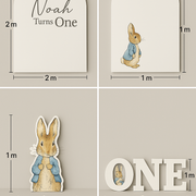Peter Rabbit First Birthday Foam Board Display Set – 3D Letters + Custom Backdrops for Baby Event Decor in UAE