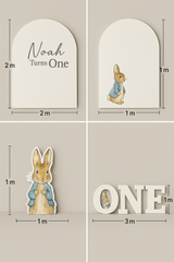 Peter Rabbit First Birthday Foam Board Display Set – 3D Letters + Custom Backdrops for Baby Event Decor in UAE