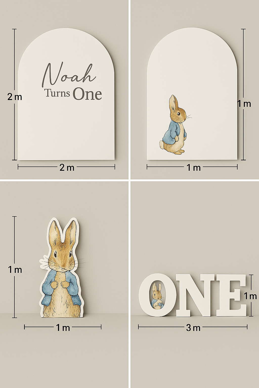 Peter Rabbit First Birthday Foam Board Display Set – 3D Letters + Custom Backdrops for Baby Event Decor in UAE