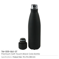 Custom Printed Premium Soft Touch Matt Cola Bottles in Stainless Steel 500ml | Custom Packaging Printing | Free Design Support | Yalla Printing UAE