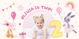 Pink Fantasy Small Kids Birthday Banner - Yalla Printing