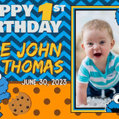 Cookie Monster Funhouse" Personalized Birthday Banner - Delightful Decor for Your Little Cookie Lover! - Yalla Printing
