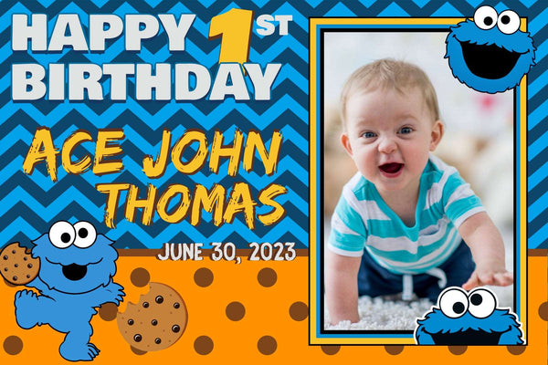 Cookie Monster Funhouse" Personalized Birthday Banner - Delightful Decor for Your Little Cookie Lover! - Yalla Printing