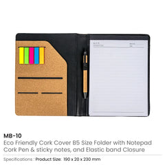 Custom Printed Cork Cover Folder B5 Size With Notepad, Pen And Sticky Notes | Logo Branding Corporate Gift | UAE Delivery | Yalla Printing UAE