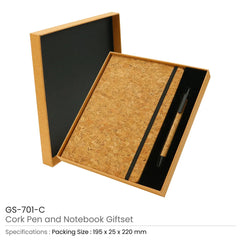 Custom Printed Cork Notebook And Ball Pen Gift Set | Logo Branding Corporate Gift | UAE Delivery | Yalla Printing UAE