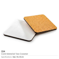 Cork Tea Coasters in Square Shape – 10 cm