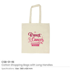 Custom Printed Cotton Bags With Breast Cancer Awareness Logo - Cotton Fabric | Custom Branded Bag | UAE Delivery | Yalla Printing UAE