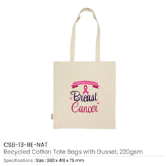 Custom Printed Recycled Cotton Bags With Breast Cancer Awareness Logo - Cotton Fabric | Custom Branded Bag | UAE Delivery | Yalla Printing UAE