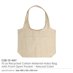 Custom Printed Cotton Hobo Bags With Front Pocket, 10 Oz (340 Gsm) - Cotton Fabric | Custom Branded Bag | UAE Delivery | Yalla Printing UAE