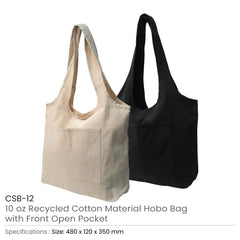Custom Printed Cotton Hobo Bags With Front Pocket, 10 Oz (340 Gsm) - Cotton Fabric | Custom Branded Bag | UAE Delivery | Yalla Printing UAE