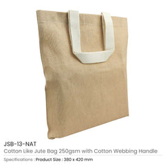 Custom Printed Cotton Like Jute Bags With Webbing Handle 250Gsm - Cotton Fabric | Custom Branded Bag | UAE Delivery | Yalla Printing UAE