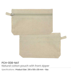 Custom Printed Cotton Pouch With Front Zipper - Cotton Fabric | Custom Branded Bag | UAE Delivery | Yalla Printing UAE