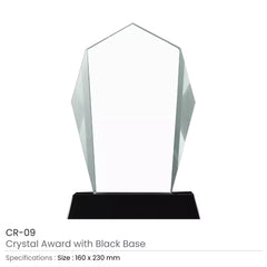 Crystal Award with Black Base in Wooden Box