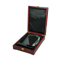 Custom Printed Crystal Award With Black Base In Wooden Box | Custom Packaging Printing | Free Design Support | Yalla Printing UAE