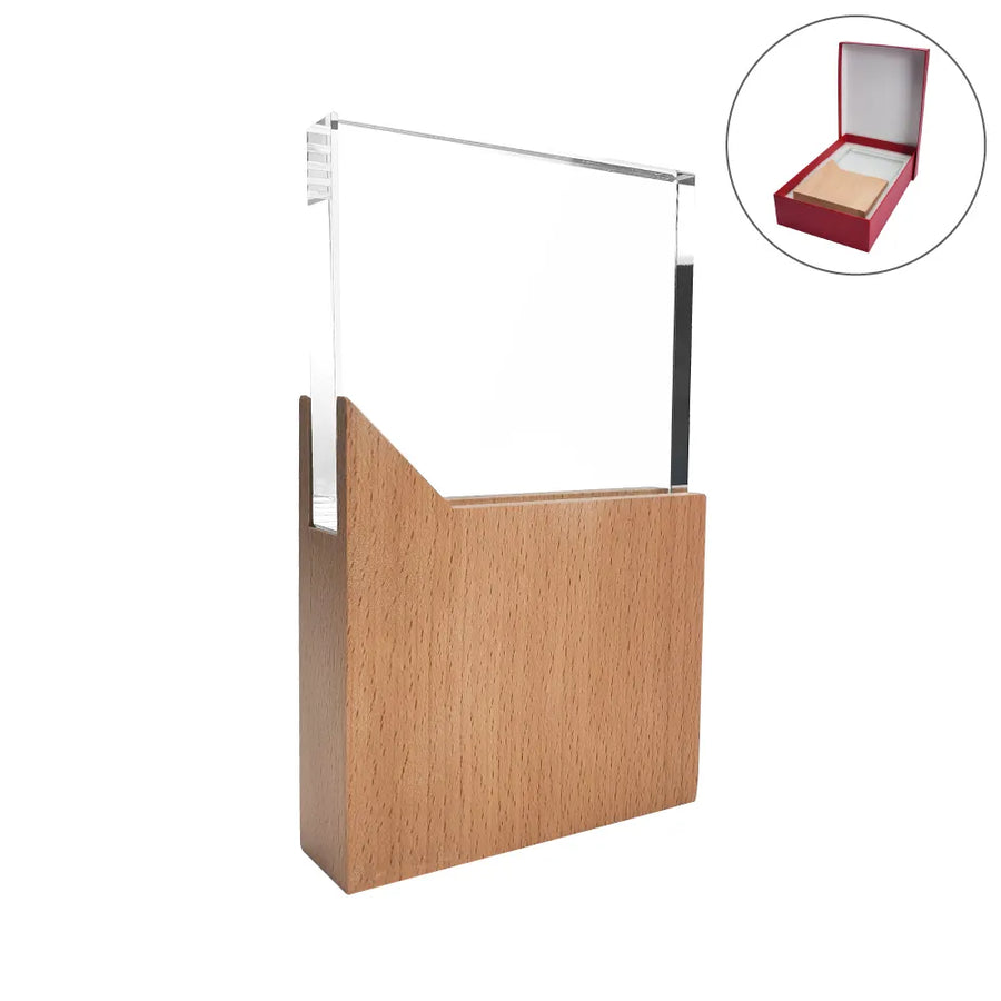 Custom Printed Rectangle Shaped Wood And Crystal Awards With Box | Exhibitions, Conferences, Corporate Events | Yalla Printing UAE