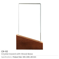 Custom Printed Crystal Awards With Wood Base | Custom Packaging Printing | Free Design Support | Yalla Printing UAE