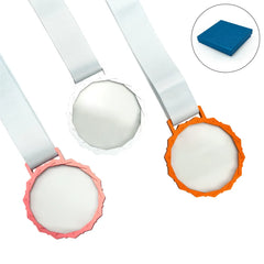 Glass Medals with Metal Frame and 3cm White Ribbon | Restaurant & Takeaway Branding – Yalla Printing UAE