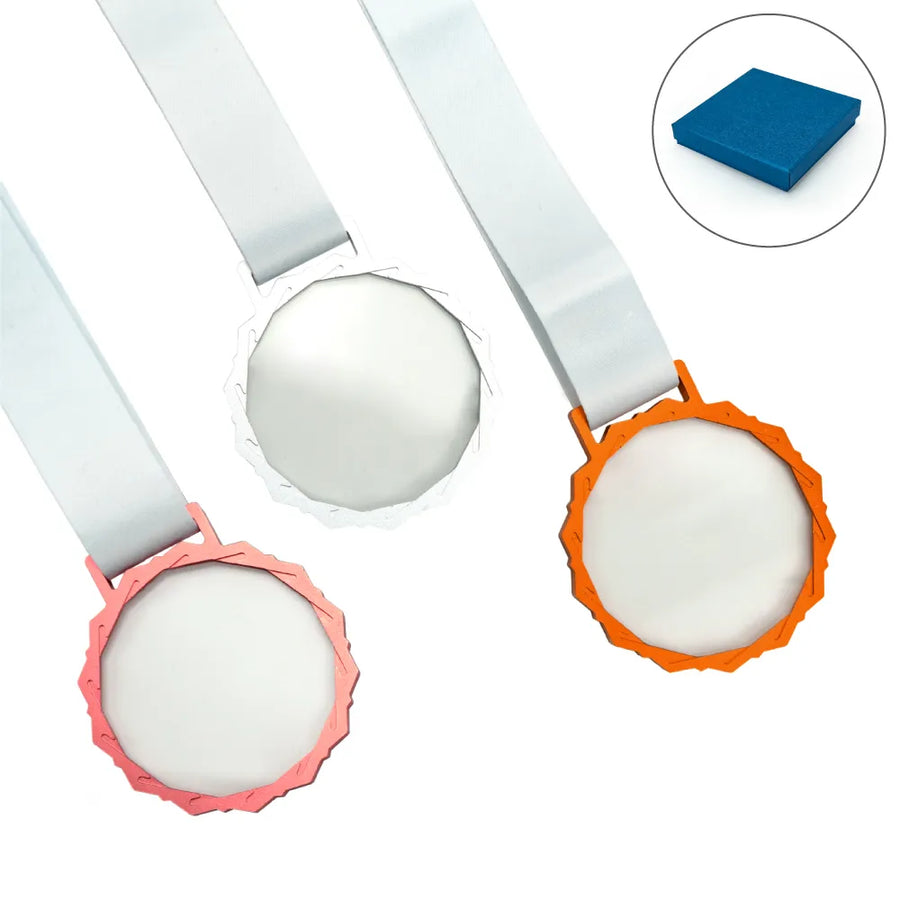 Glass Medals with Metal Frame and 3cm White Ribbon | Restaurant & Takeaway Branding – Yalla Printing UAE