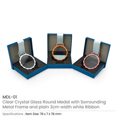 Glass Medals with Metal Frame and 3cm White Ribbon | Restaurant & Takeaway Branding – Yalla Printing UAE