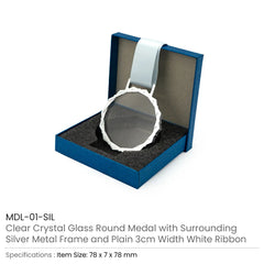 Glass Medals with Metal Frame and 3cm White Ribbon | Restaurant & Takeaway Branding – Yalla Printing UAE