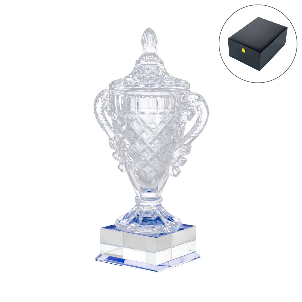 Large Crystal Glass Trophy Cup With Chocolate Gift Edition | Logo Branding Corporate Gift | UAE Delivery | Yalla Printing UAE