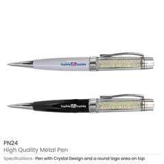 Custom Printed Crystal Metal Pens - Stainless Steel | Logo Branding Corporate Gift | UAE Delivery | Yalla Printing UAE