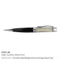 Custom Printed Crystal Metal Pens - Stainless Steel | Logo Branding Corporate Gift | UAE Delivery | Yalla Printing UAE