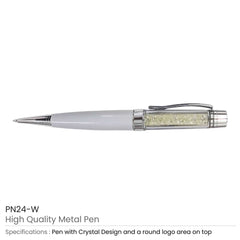 Custom Printed Crystal Metal Pens - Stainless Steel | Logo Branding Corporate Gift | UAE Delivery | Yalla Printing UAE