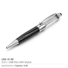 Custom Printed Crystal Pen USB With Stylus | Logo Branding Corporate Gift | UAE Delivery | Yalla Printing UAE