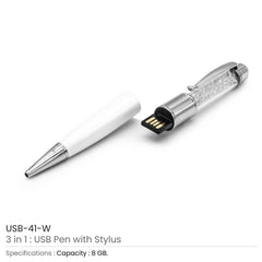 Custom Printed Crystal Pen USB With Stylus | Logo Branding Corporate Gift | UAE Delivery | Yalla Printing UAE