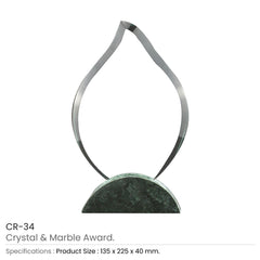 Flame Shaped Crystal & Marble Awards