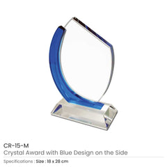 Crystal Awards With Blue Design Side | Corporate Award & Recognition Gift | UAE Delivery | Yalla Printing UAE