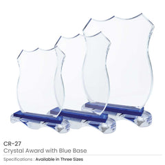 Custom Printed Crystal Awards With Blue Base And Box | Exhibitions, Conferences, Corporate Events | Yalla Printing UAE