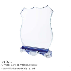 Custom Printed Crystal Awards With Blue Base And Box | Exhibitions, Conferences, Corporate Events | Yalla Printing UAE