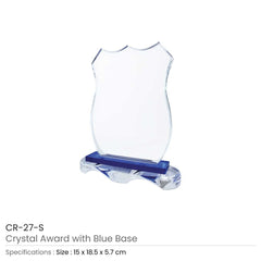 Custom Printed Crystal Awards With Blue Base And Box | Exhibitions, Conferences, Corporate Events | Yalla Printing UAE