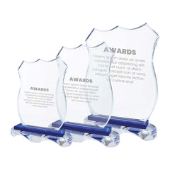 Crystal Award with Blue Base and Box | Custom Packaging Printing | Free Design Support | Yalla Printing UAE