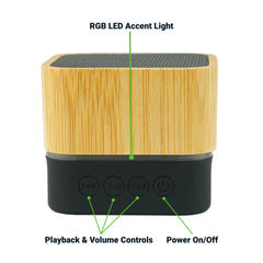 Custom Printed Cube Bamboo Bluetooth Speakers V5.0 - Bamboo | Logo Branding Corporate Gift | UAE Delivery | Yalla Printing UAE