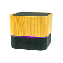 Custom Printed Cube Bamboo Bluetooth Speakers V5.0 - Bamboo | Logo Branding Corporate Gift | UAE Delivery | Yalla Printing UAE