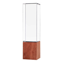Custom Printed Cuboid Shaped Crystal Awards With Wooden Base | Custom Packaging Printing | Free Design Support | Yalla Printing UAE