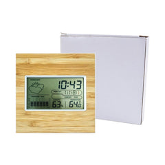 Custom Printed Multi-Function Bamboo Digital Clock with Weather Forecast, Calendar, Alarm, Temperature | Logo Branding Corporate Gift | UAE Delivery | Yalla Printing UAE
