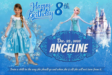 Frozen Fantasy" Personalized Birthday Banner - A Magical Celebration in Arendelle!