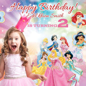 Disney Princess Theme Birthday Banner - Personalized with Name and Age - Yalla Printing