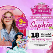 Disney Princess Dreamland" Personalized Birthday Banner - Enchanting Royalty for Your Little Princess! - Yalla Printing