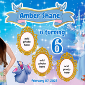 Cinderella's Royal Celebration" Personalized Birthday Banner - A Magical Ball Fit for a Princess! - Yalla Printing