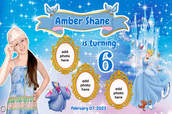 Cinderella's Royal Celebration" Personalized Birthday Banner - A Magical Ball Fit for a Princess! - Yalla Printing