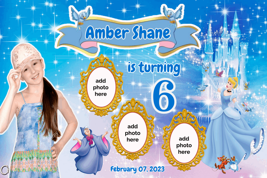 Cinderella's Royal Celebration" Personalized Birthday Banner - A Magical Ball Fit for a Princess! - Yalla Printing