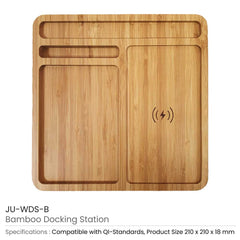 Bamboo 15W Wireless Desk Fast Charging Pad and Organizer | Corporate Tech Gift – Yalla Printing UAE