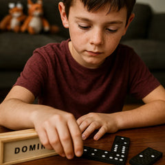 Custom Printed Domino Set Game In Wooden Slide Box - 28 Black Wooden Pieces | Custom Packaging Printing | Free Design Support | Yalla Printing UAE